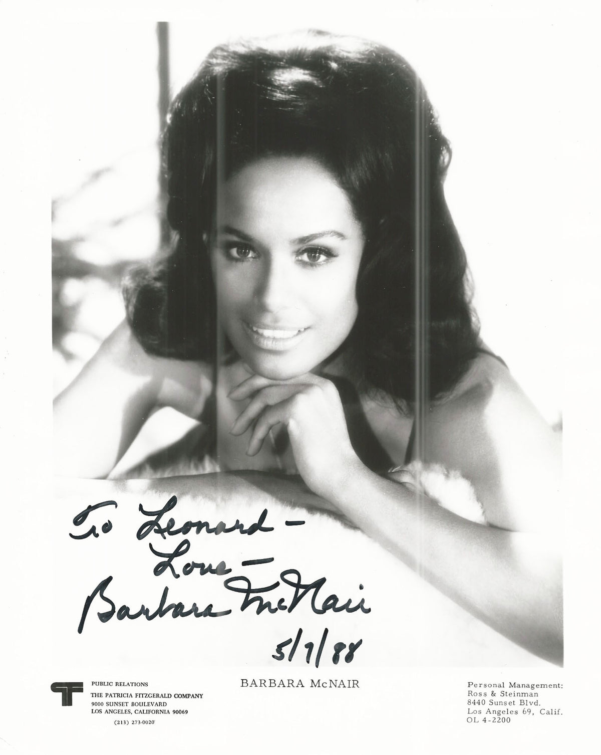 Barbara McNair Signed Photo