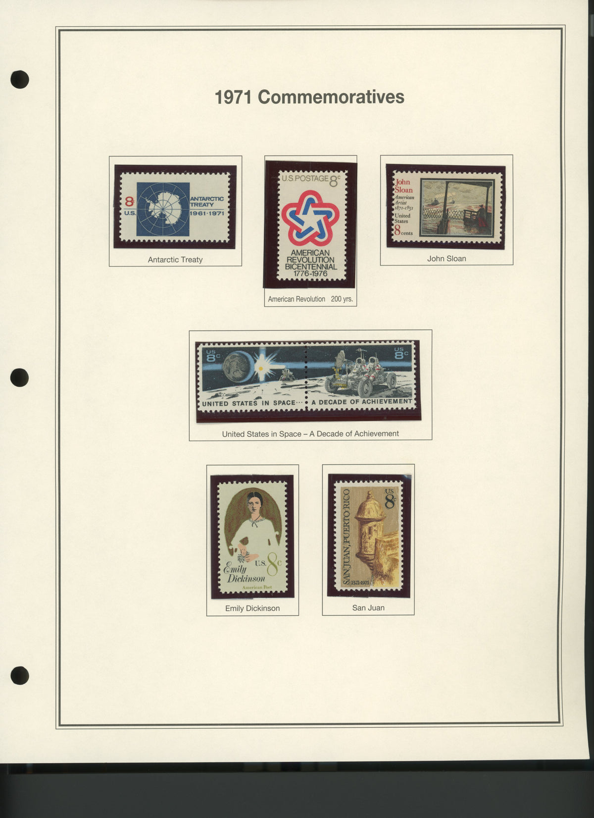 1971 United States Commemorative Stamp Set