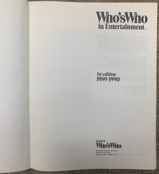 Who's Who in Entertainment first edition book