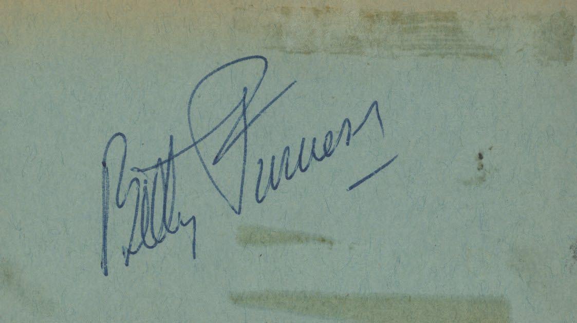 Betty Furness signed valet ticket