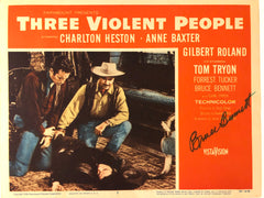 Three Violent People signed lobby card