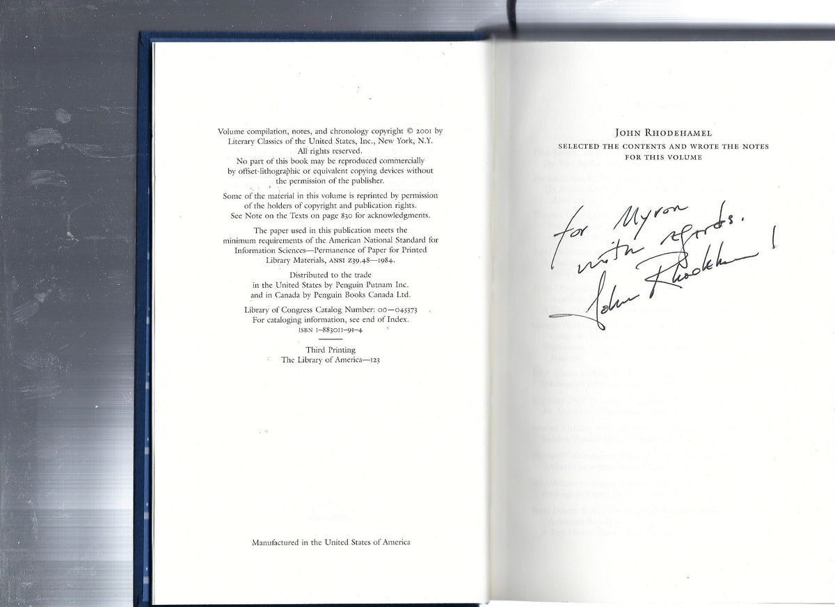 John Rhodehamel signed book