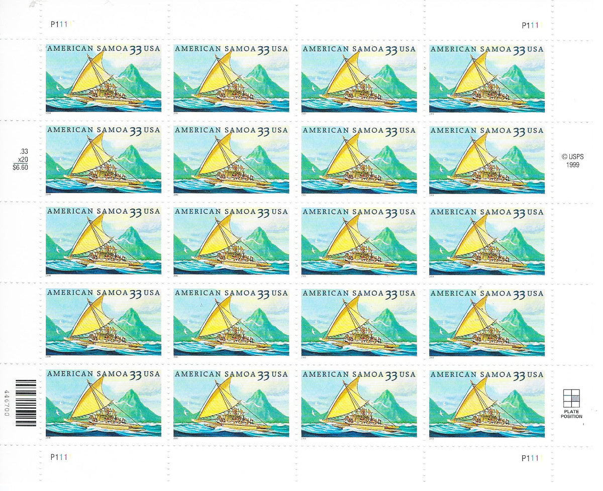 American Samoa USA Stamp Sheet