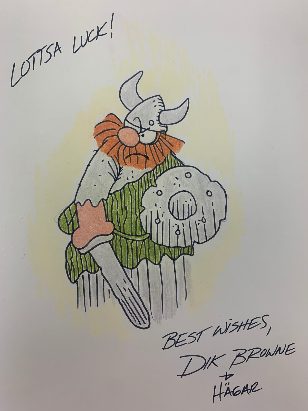 Hagar Sketch Signed by Dik Browne. GFA Authenticated