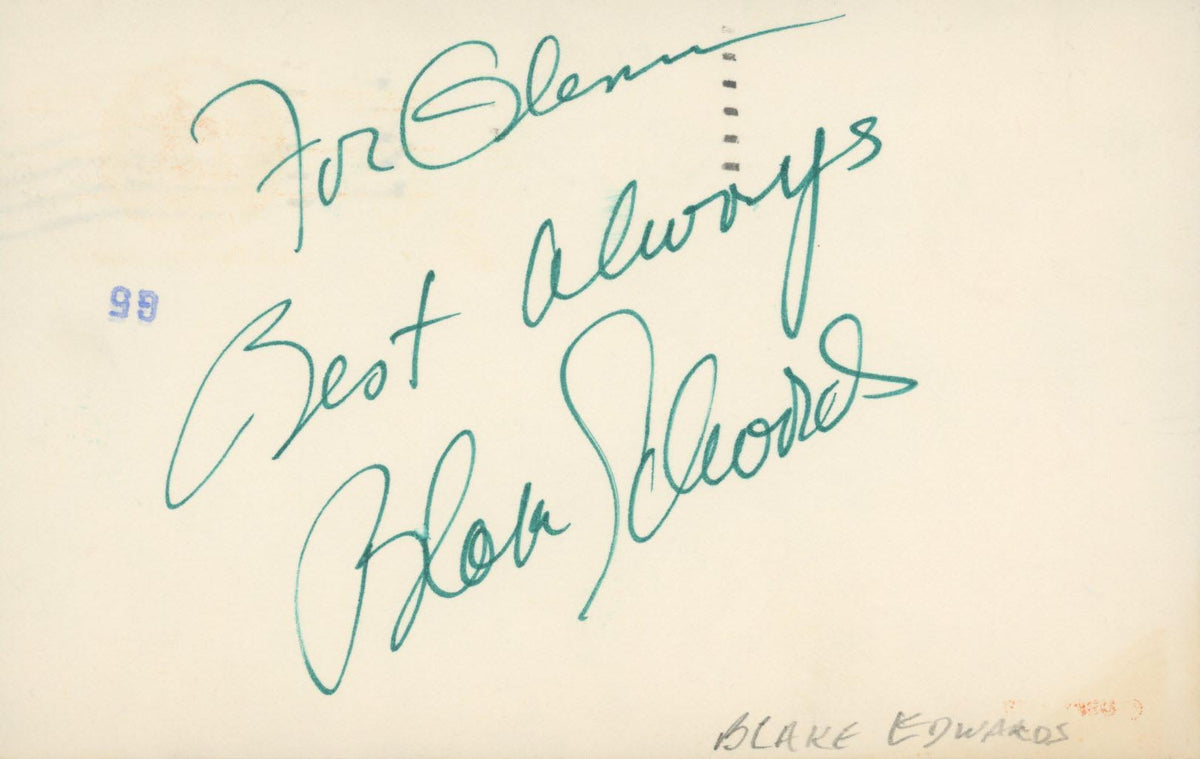 Blake Edwards signed note