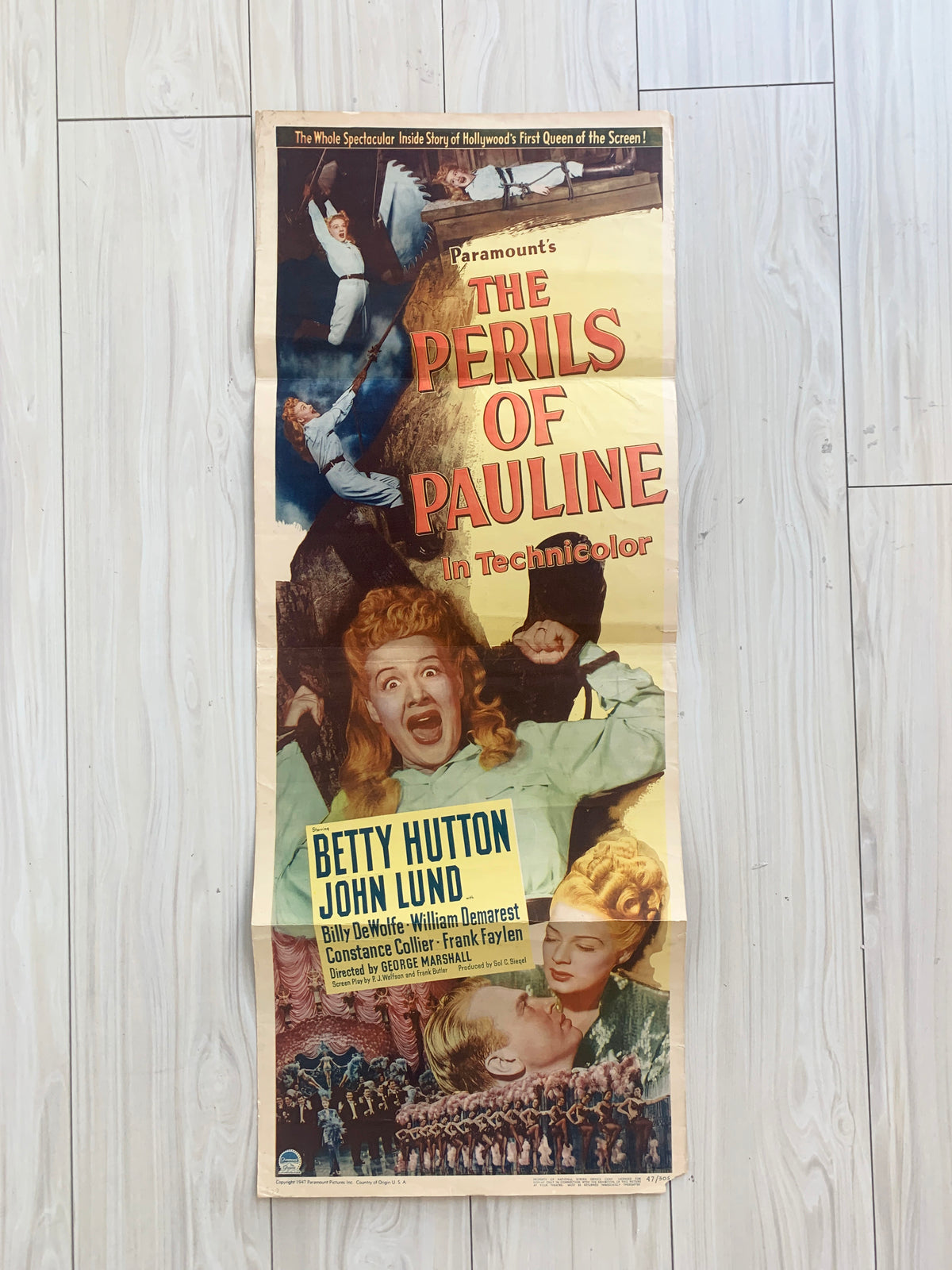 The Perils of Pauline original 1947 vintage movie poster