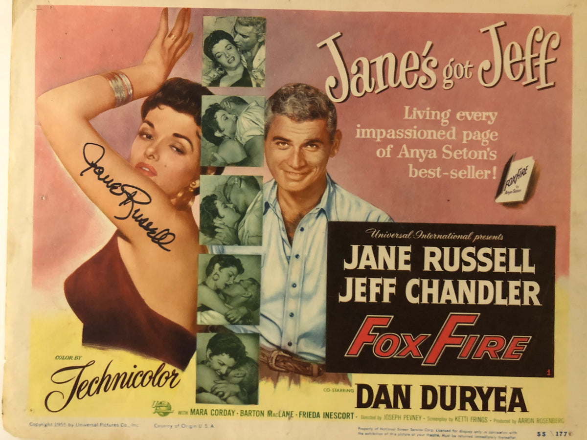 Foxfire Jane Russell signed lobby card