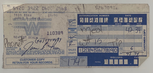 Astronaut James Irwin signed receipt