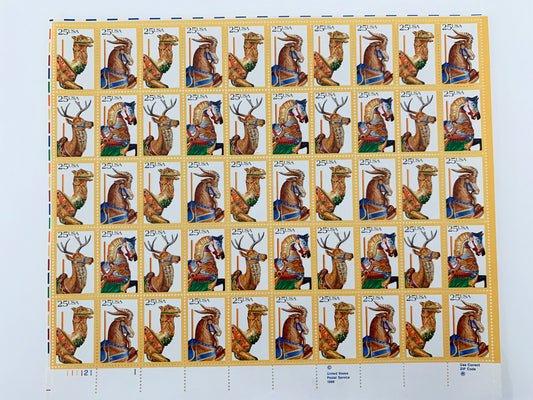 1988 50x25c Carousel Animal Stamps