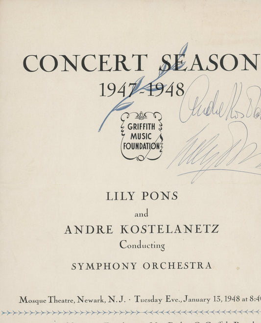 Griffith Music Foundation signed program 1947-1948