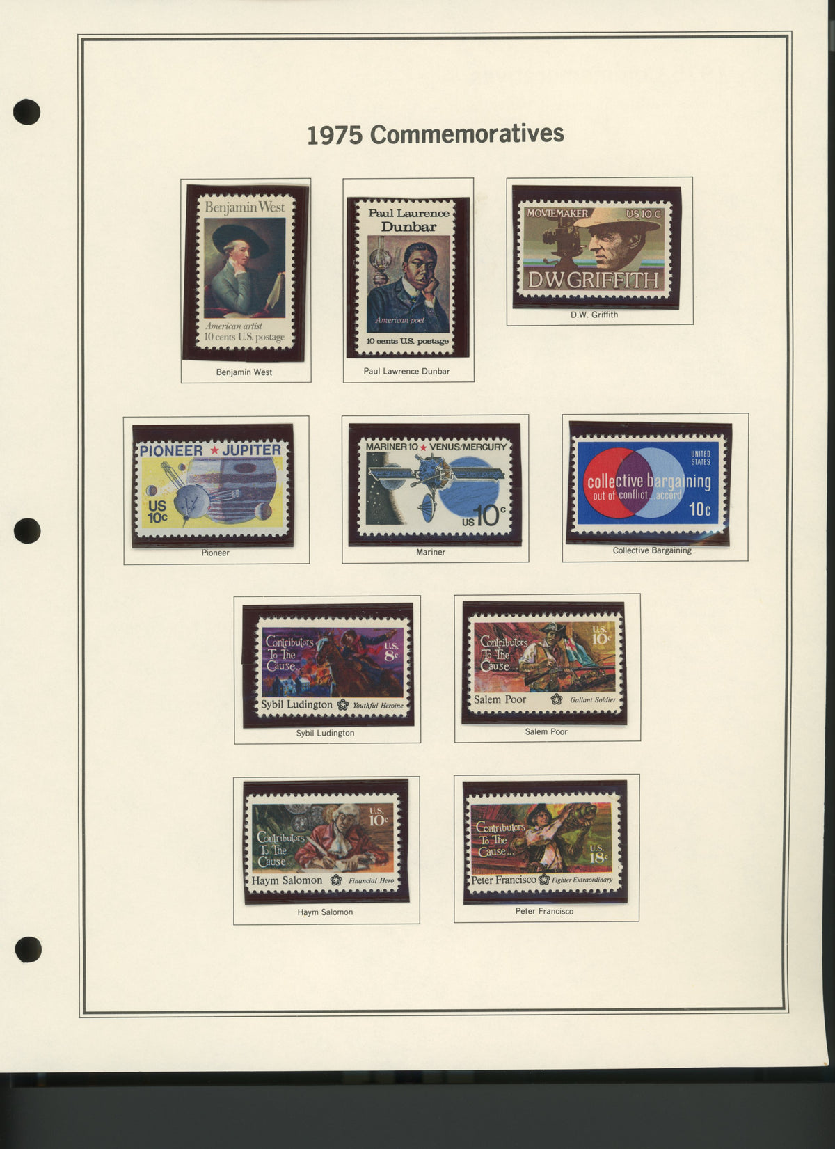 1975 United States Commemorative Stamp Set