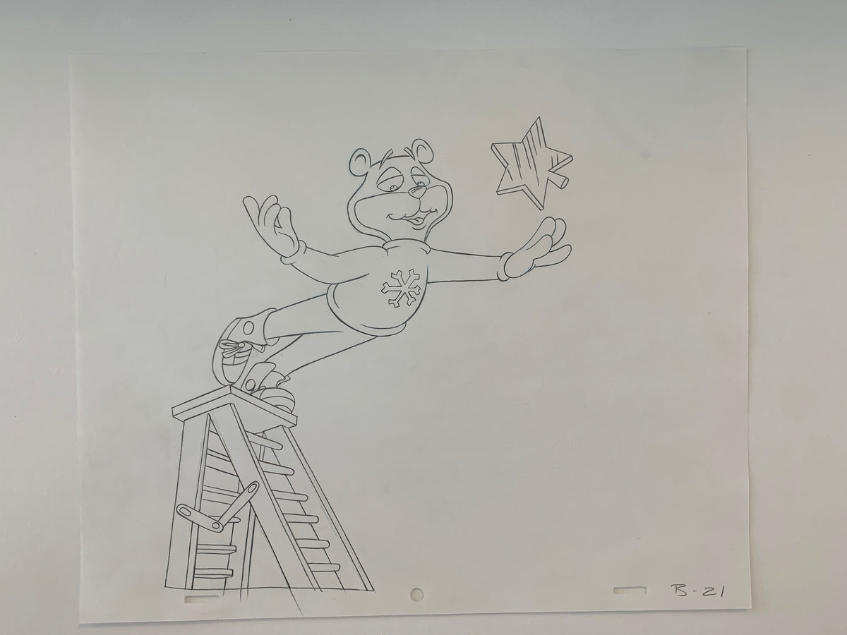 Super Sugar Crisp cereal bear original ad sketch designed by Robert "Bob" Irwin