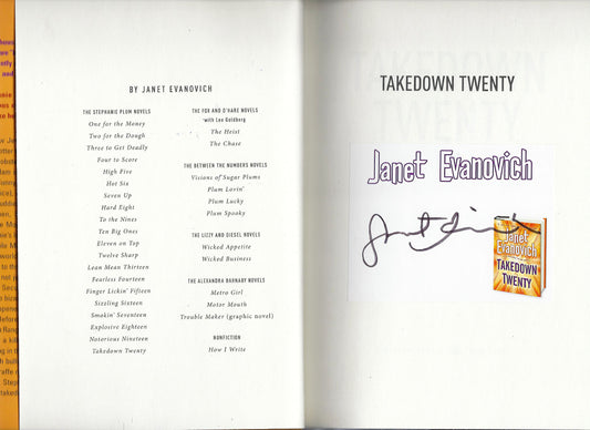 Takedown Twenty: A Stephanie Plum Novel Janet Evanovich signed book