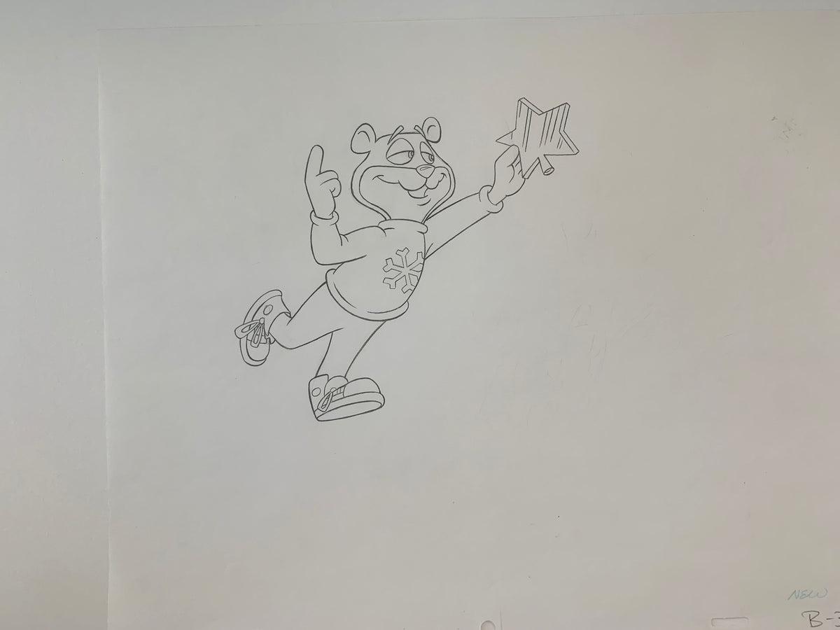 Super Sugar Crisp cereal bear original ad sketch designed by Robert "Bob" Irwin