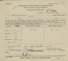 Adolph Zukor signed baggage declaration