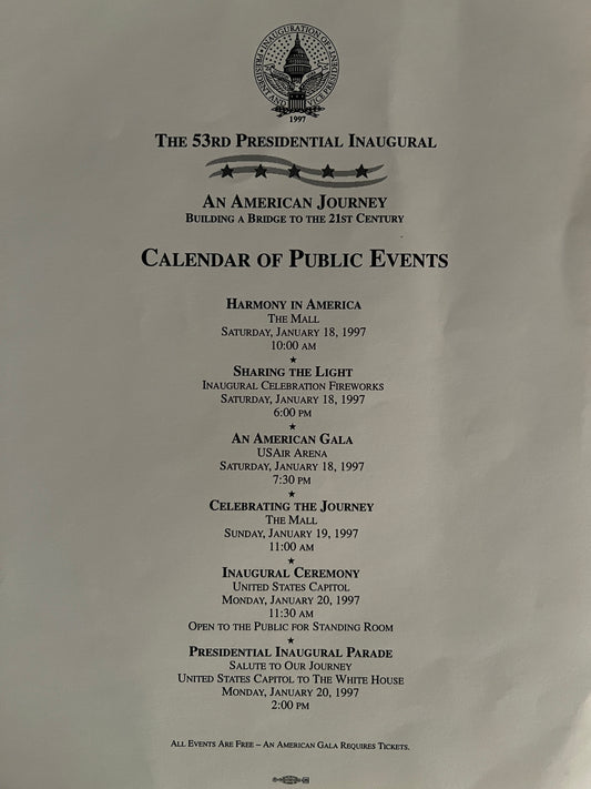 1997 Inaugural Calendar of Events