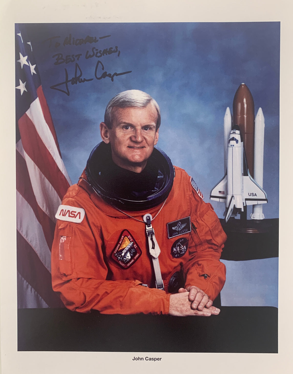 Astronaut John Casper signed official NASA photo