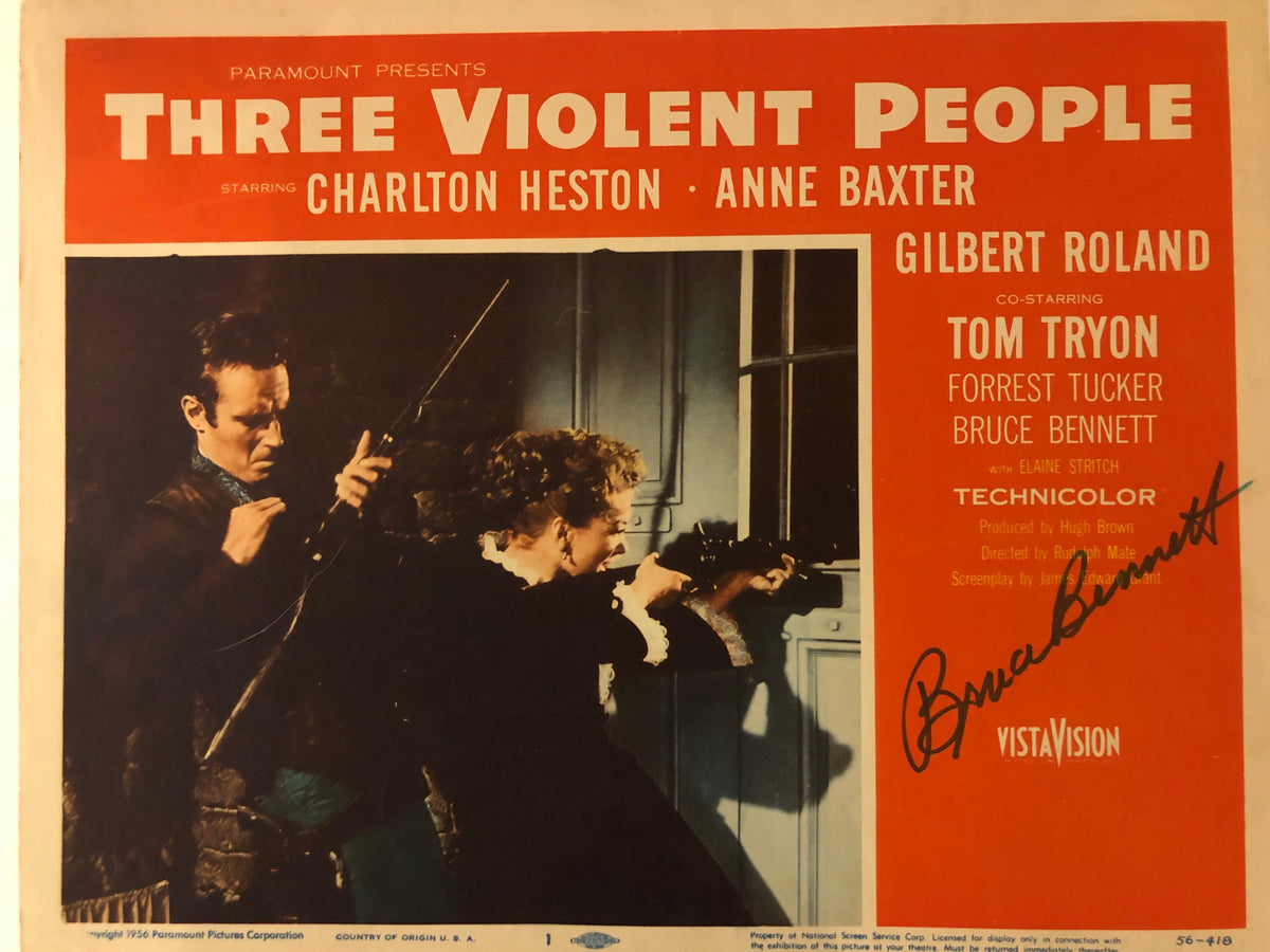 Three Violent People signed lobby card