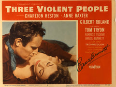 Three Violent People signed lobby card