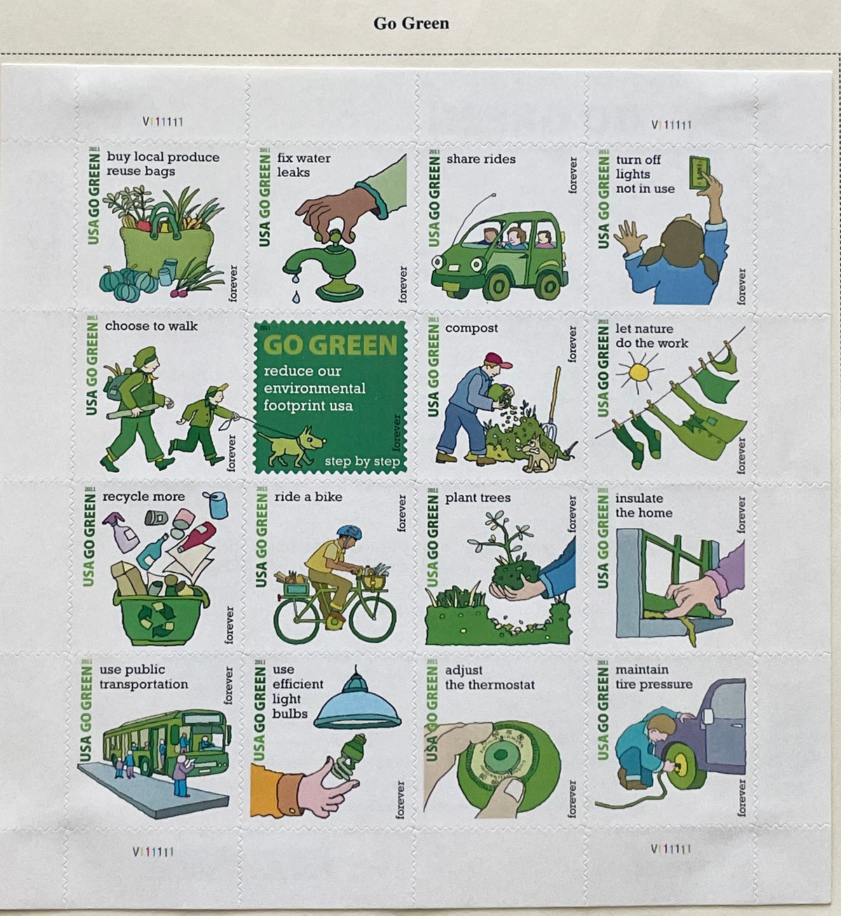 2011 Go Green stamp set of 16