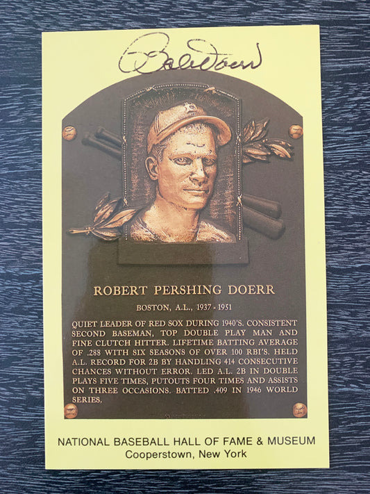 Bobby Doerr signed Baseball Hall of Fame Plaque Postcard