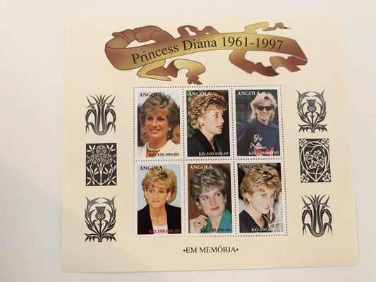 Angola Diana Princess of Wales commemorative stamp set