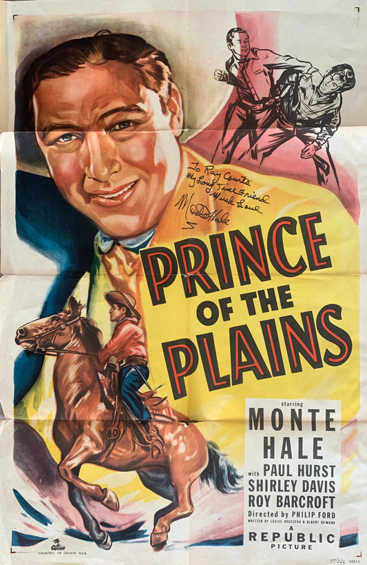 Monte Hall signed Prince of the Plains original poster