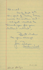 Julie Phillips signed note