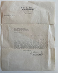 Music producer Leonard Sillman signed letter