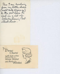 Winnie Winkle artist Martin Branner handwritten note and drawn sketch