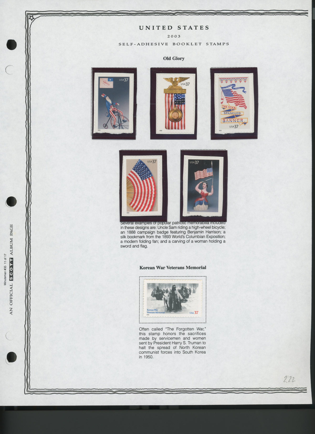 2003 United States Self-Adhesive Booklet Stamp Set