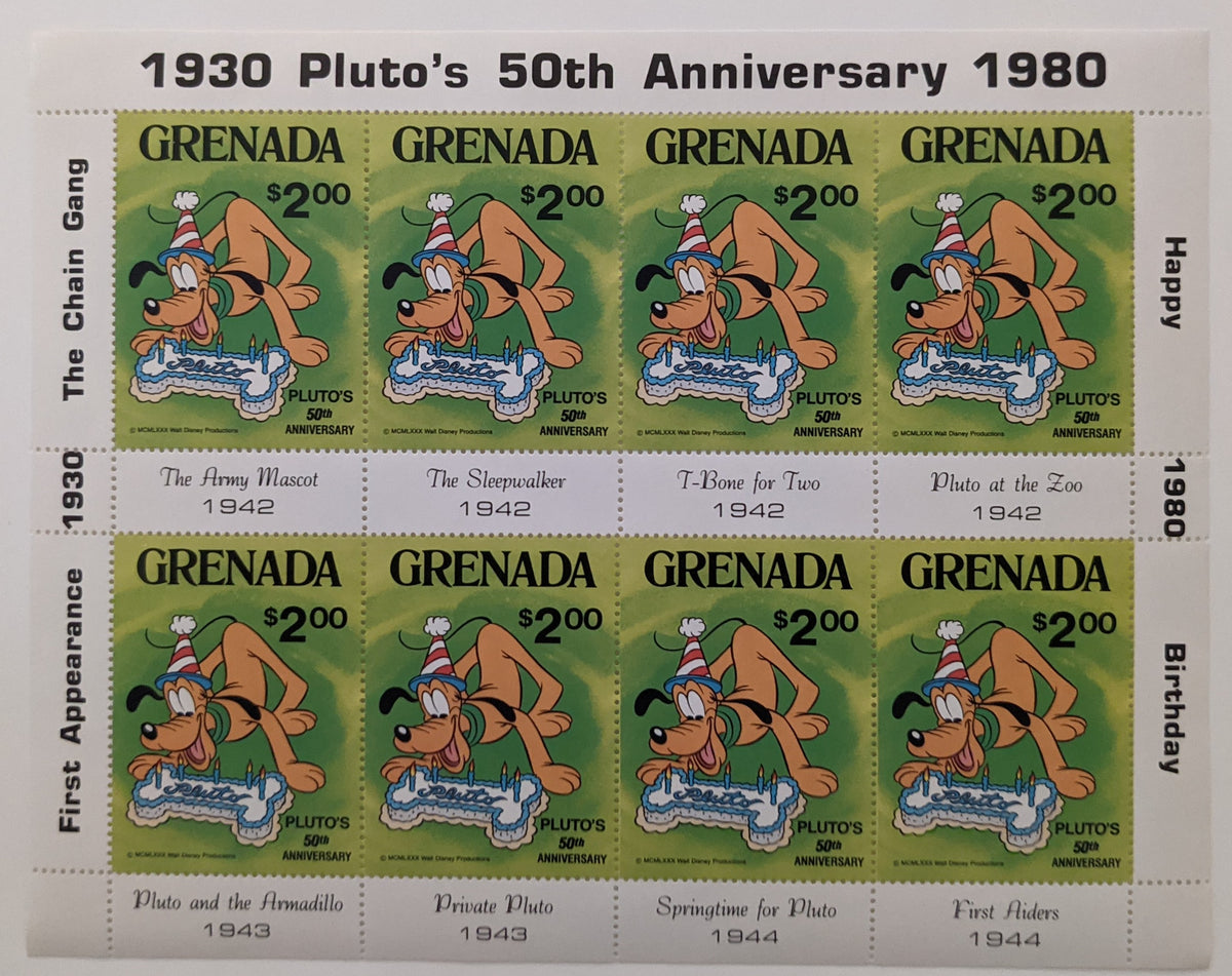 1980 Grenada  Pluto's 50th Anniversary Stamp Set