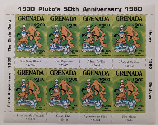 1980 Grenada  Pluto's 50th Anniversary Stamp Set