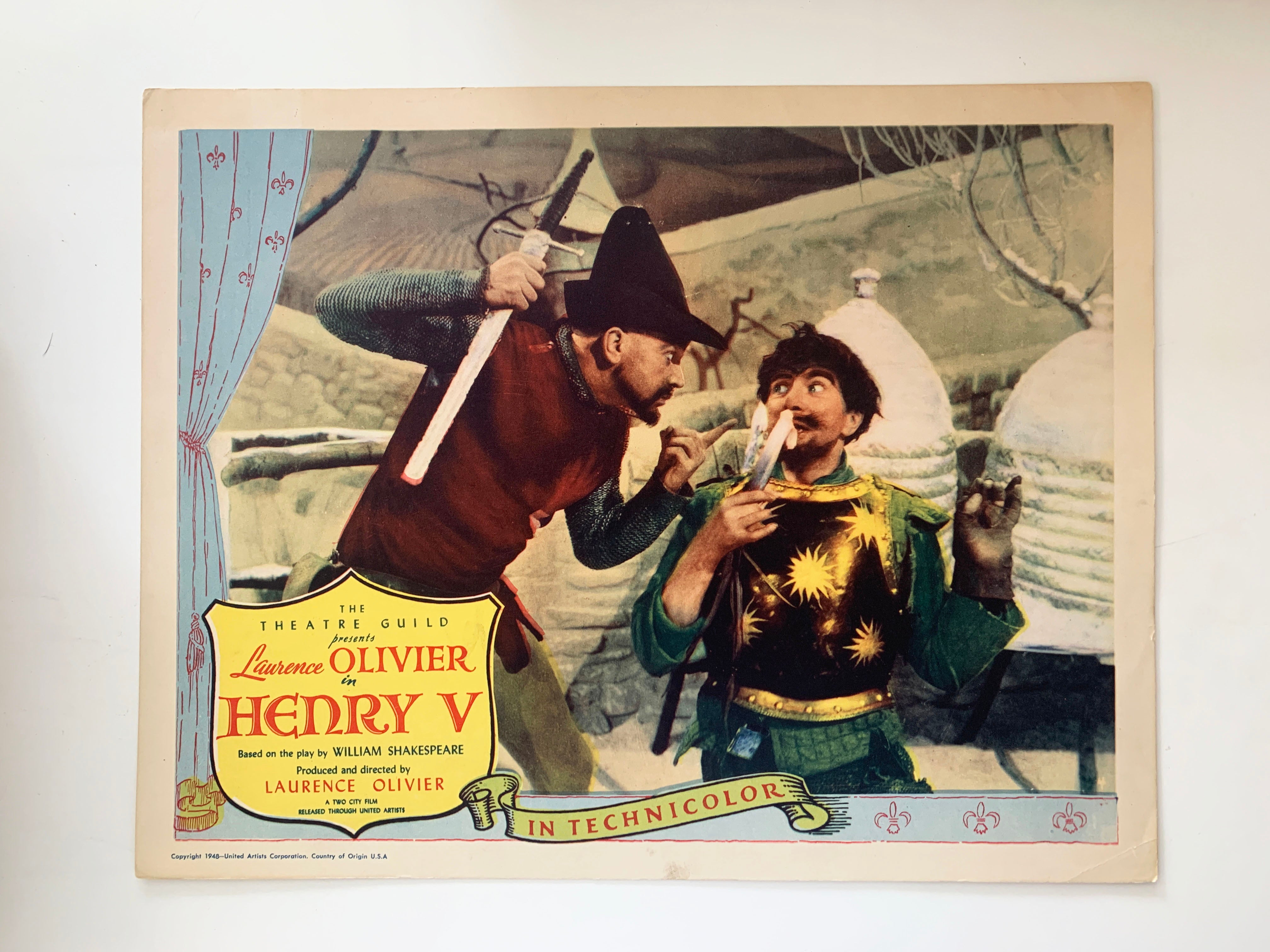 Henry V 
original 1948 vintage lobby card