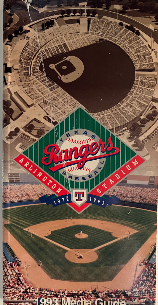 1993 Texas Rangers media guide. 4x9 inches