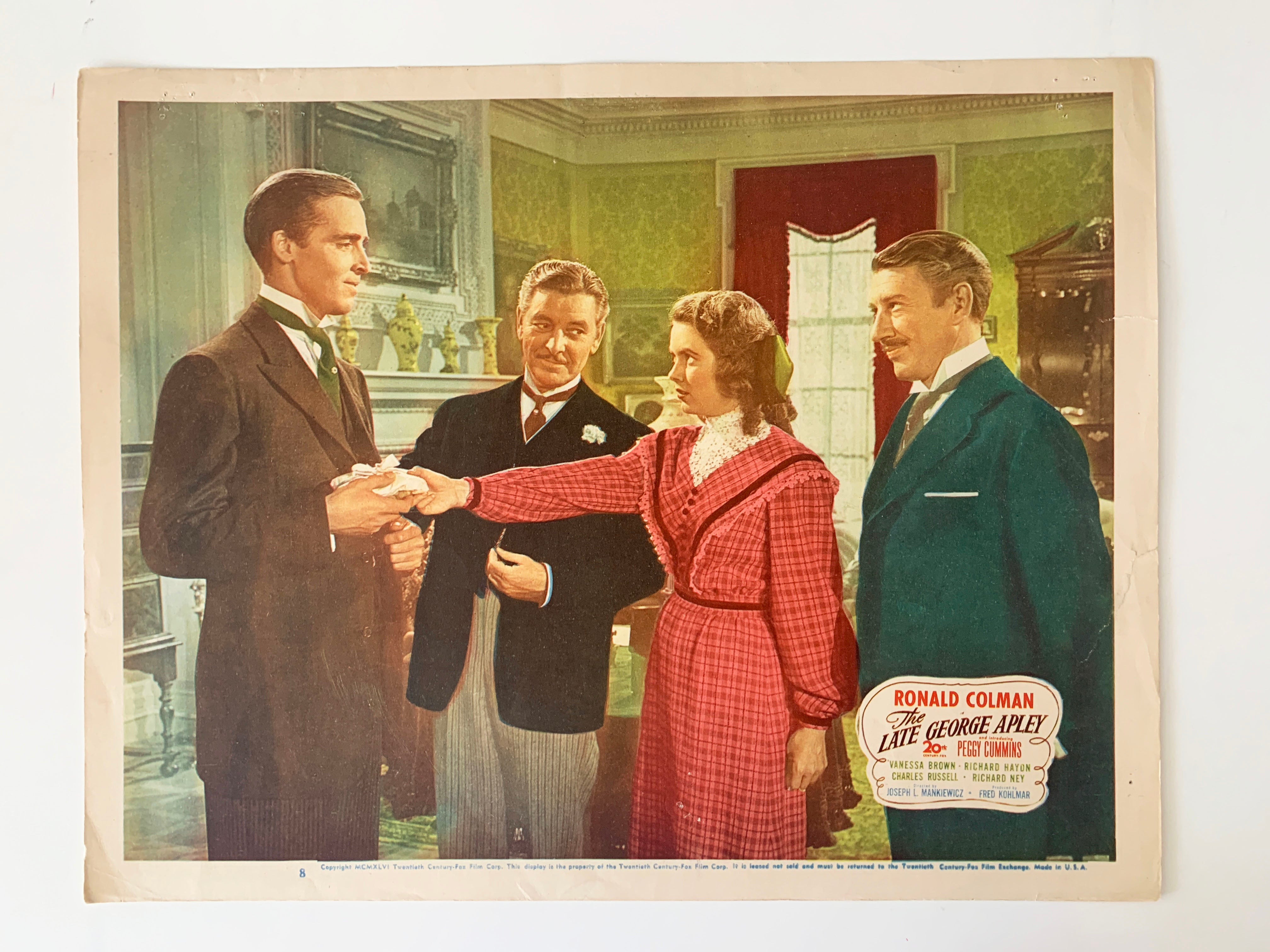 The Late George Apley original 1946 vintage lobby card