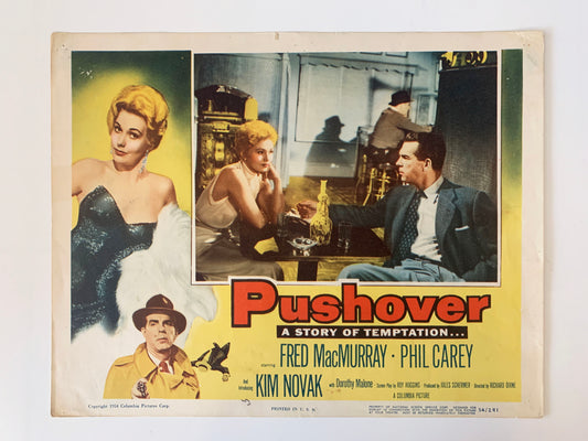 Pushover original 1954 vintage lobby card