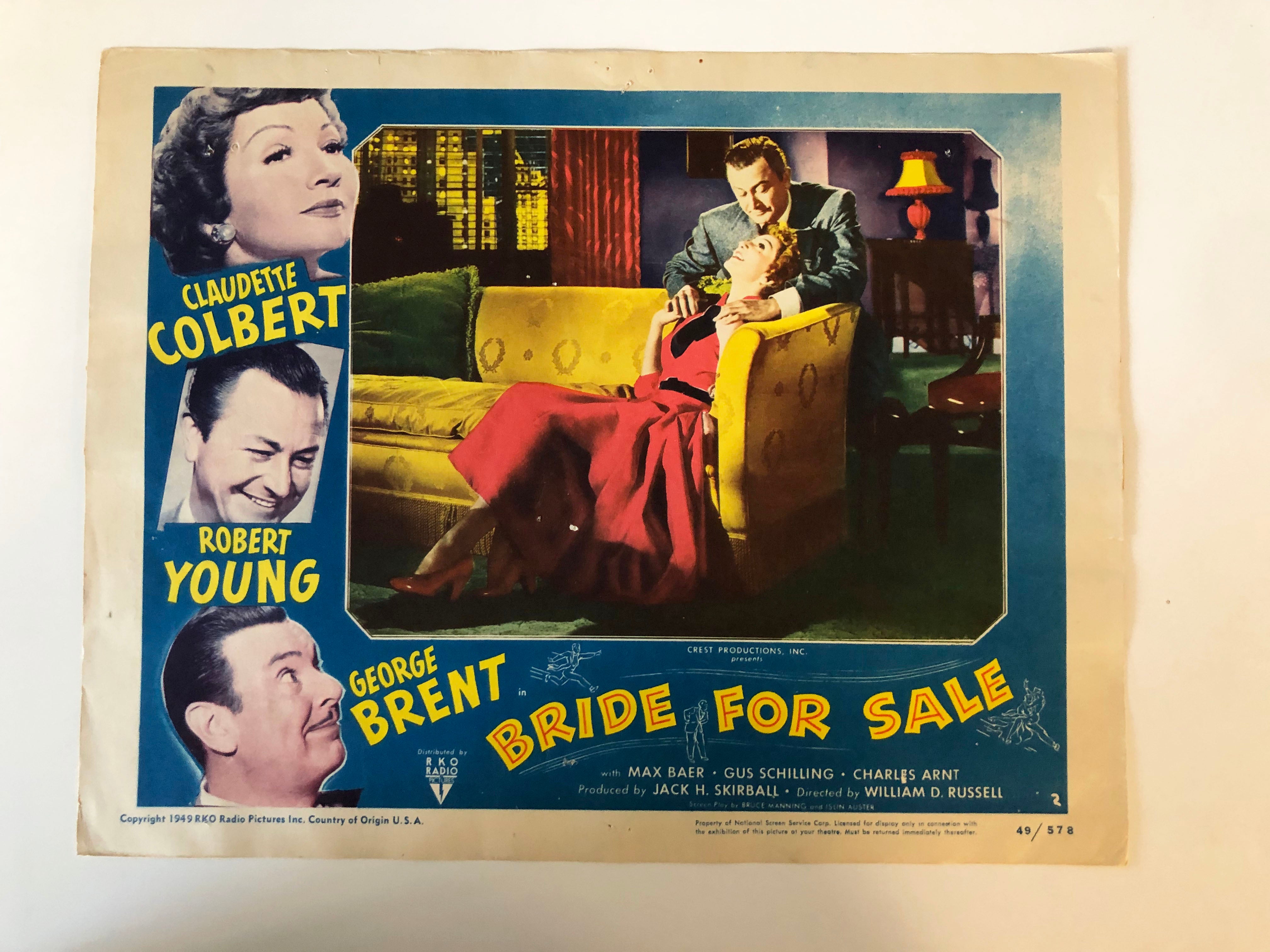 Bride for Sale original 1949 vintage lobby card