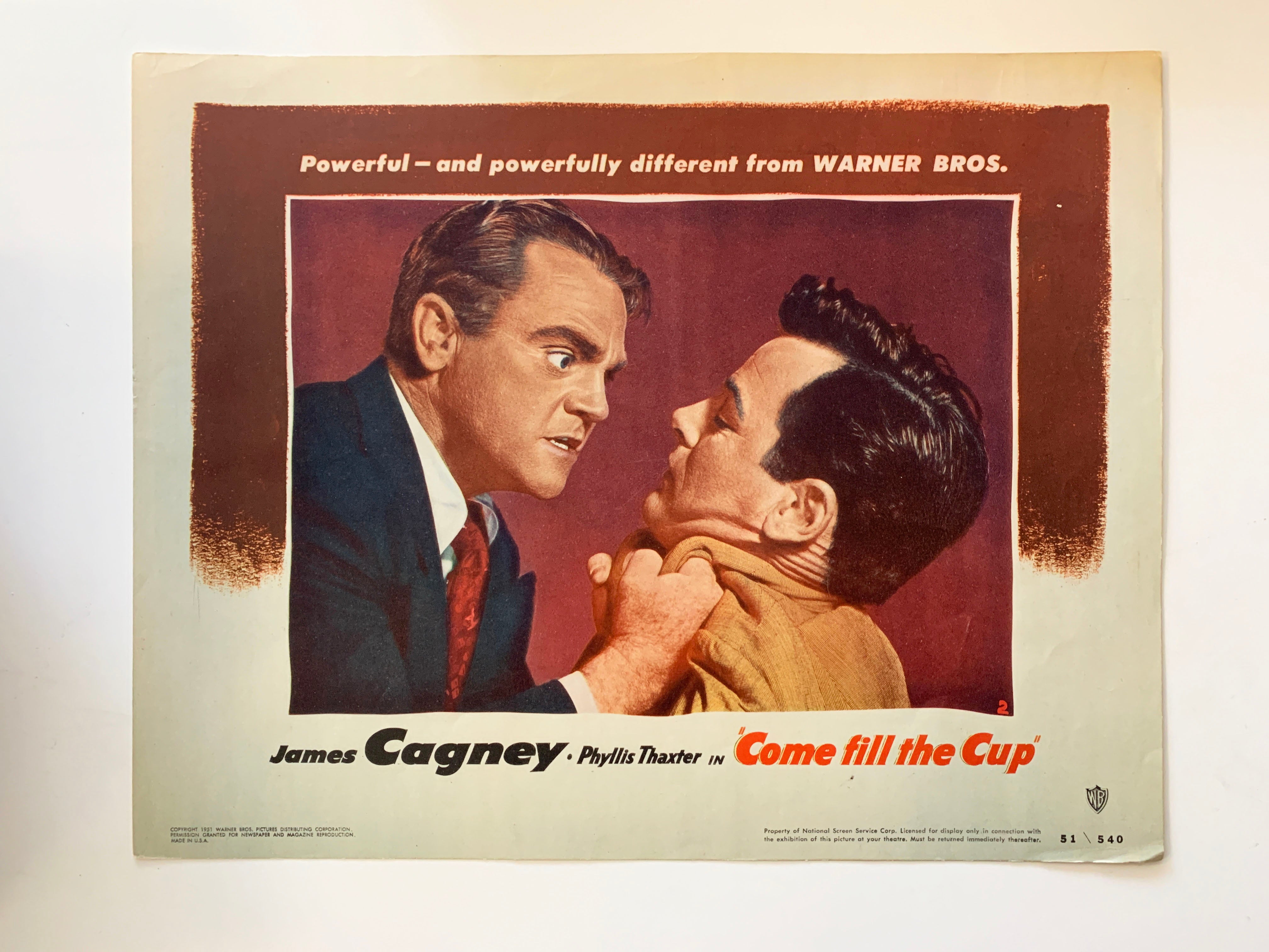 Come Fill the Cup original 1951 vintage lobby card