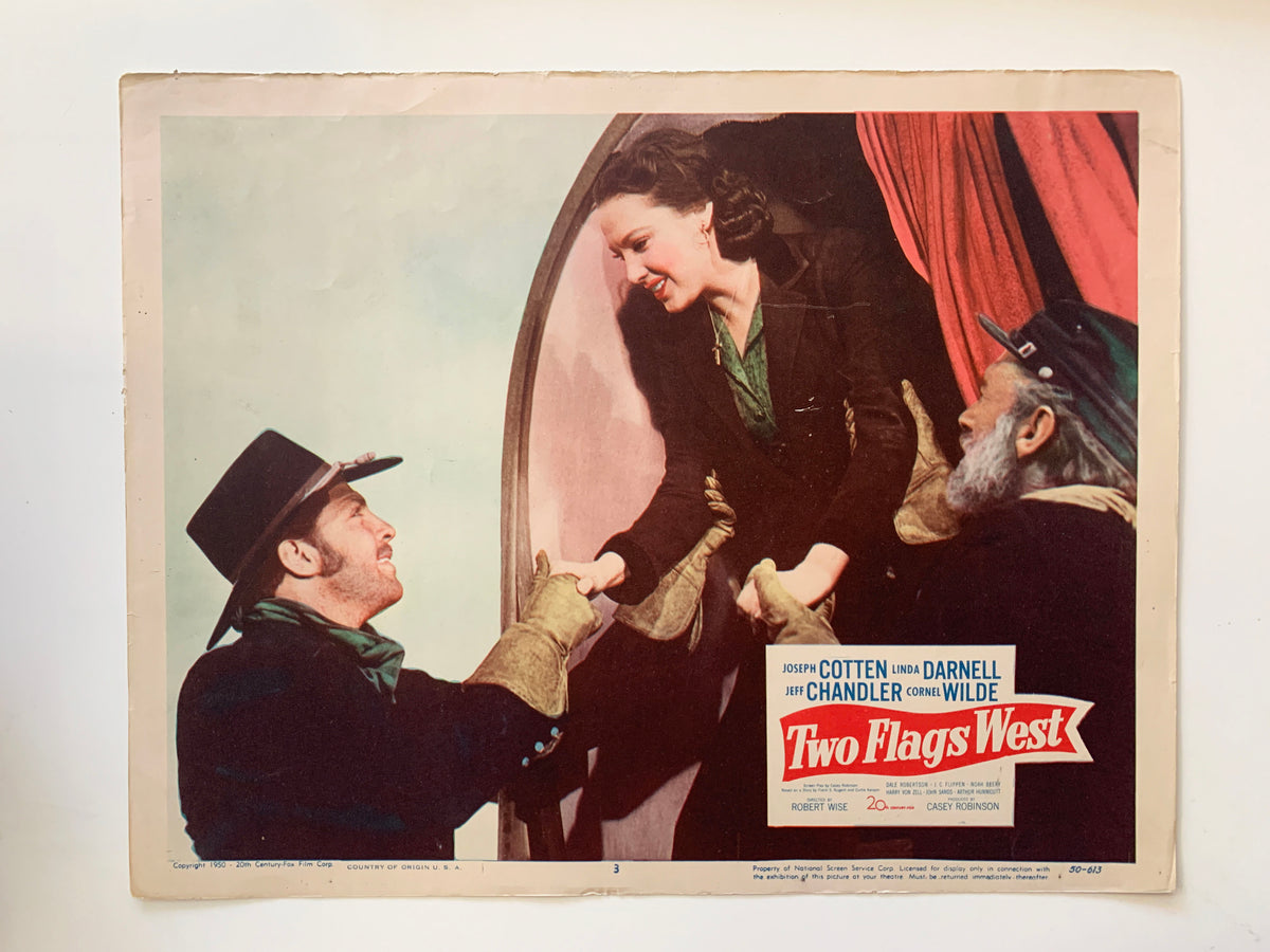 Two Flags West original 1950 vintage lobby card