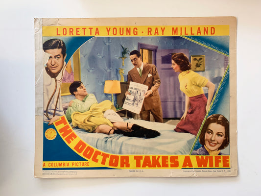 The Doctor Takes a Wife original 1940 vintage lobby card