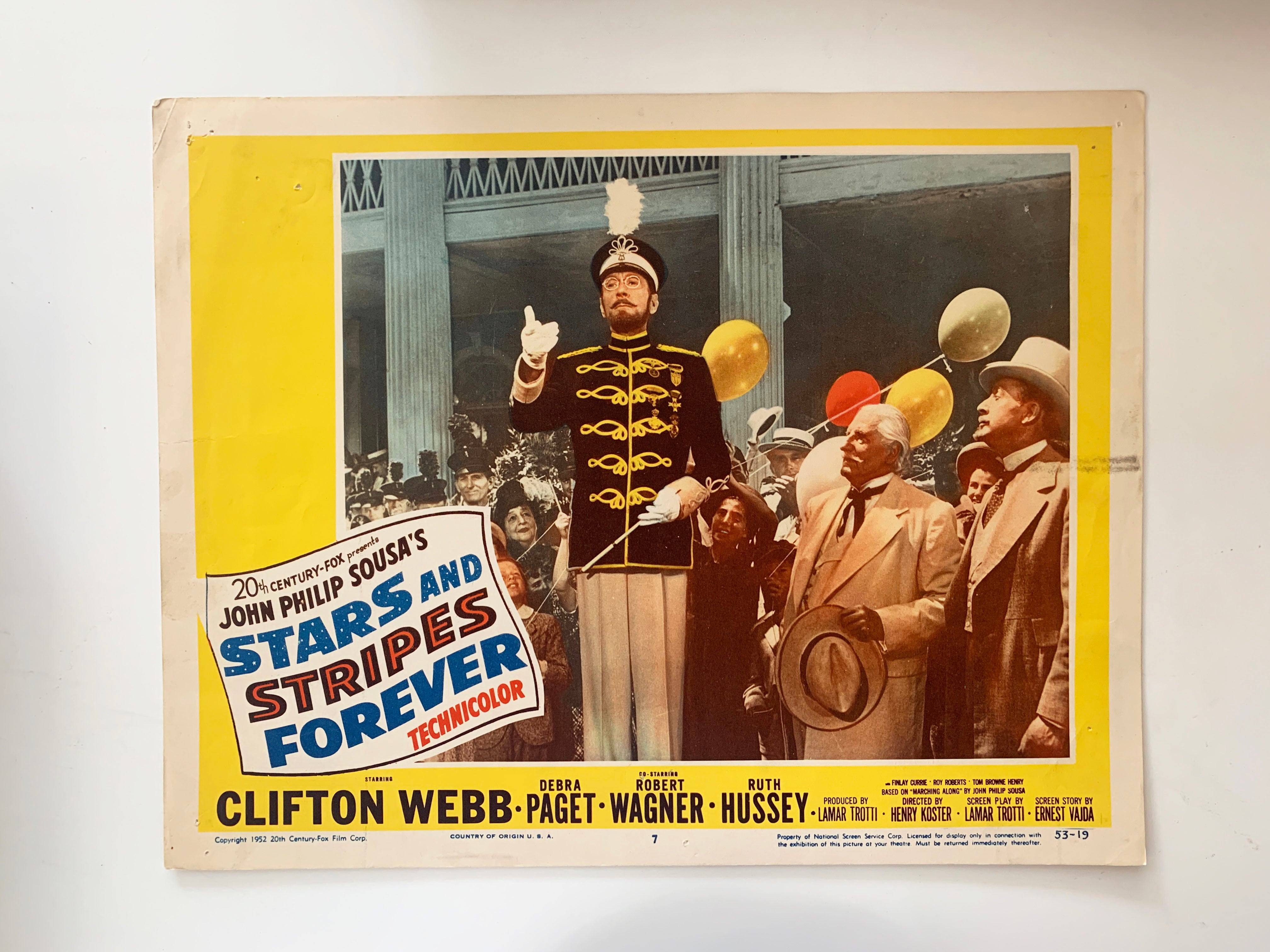 Stars and Stripes Forever 1952 vintage lobby card