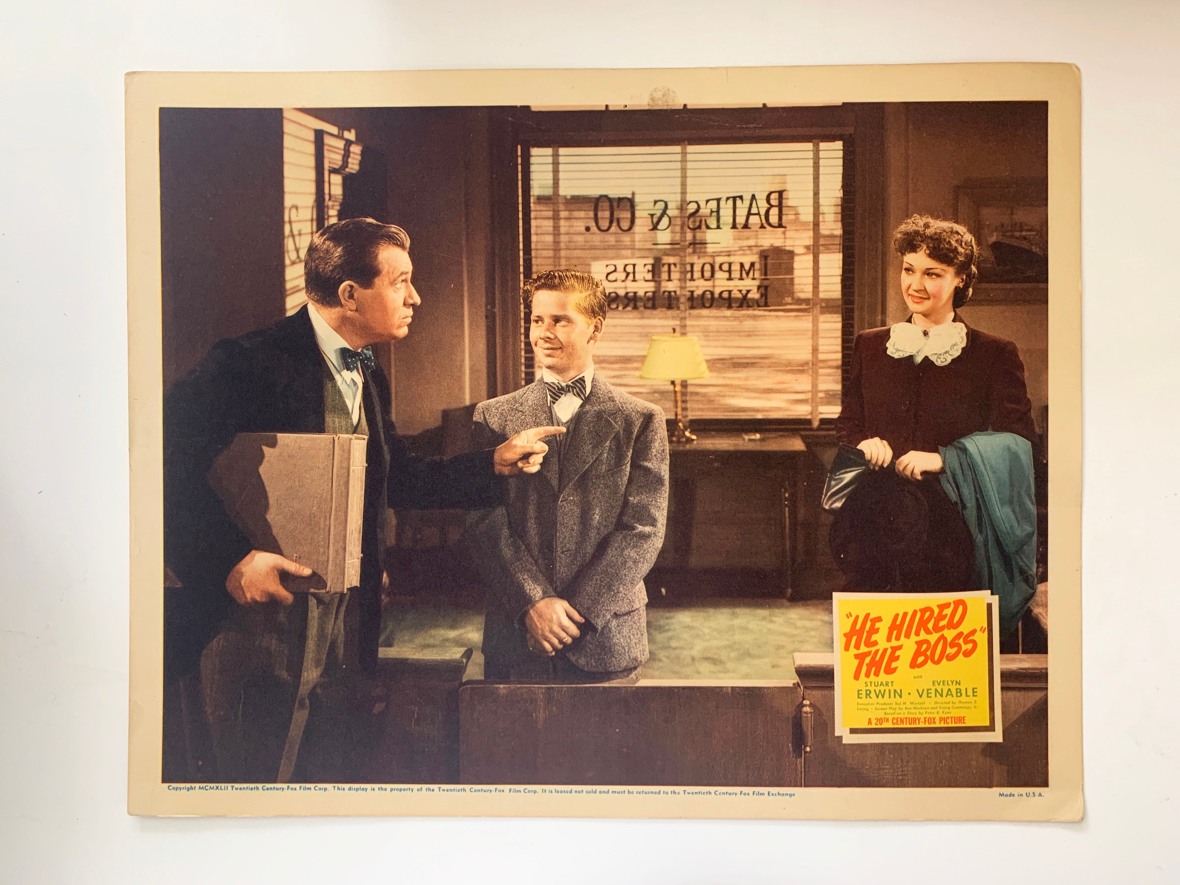 He Hired the Boss original 1942 vintage lobby card 