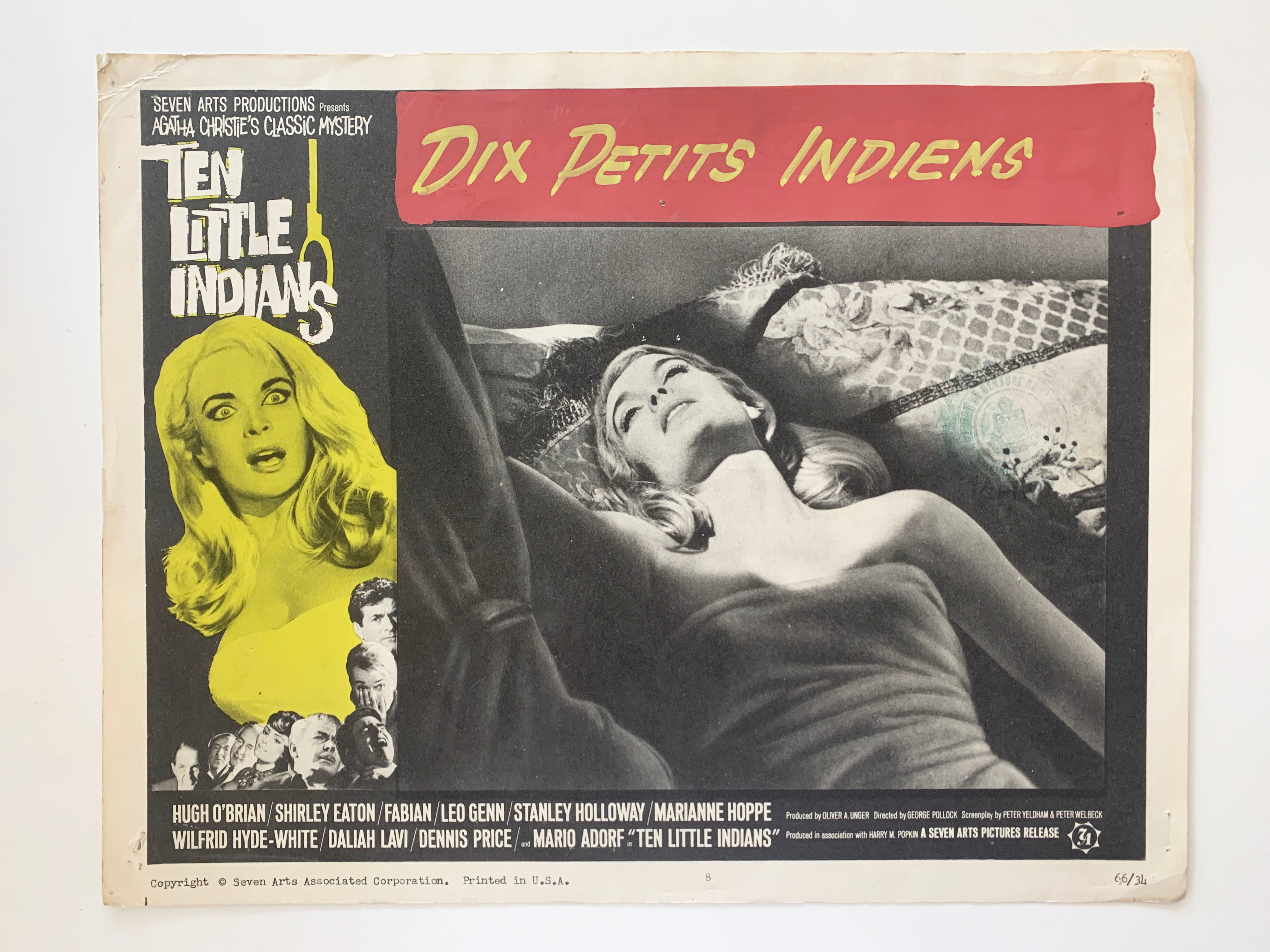 Ten Little Indians original 1966 English/French vintage lobby card