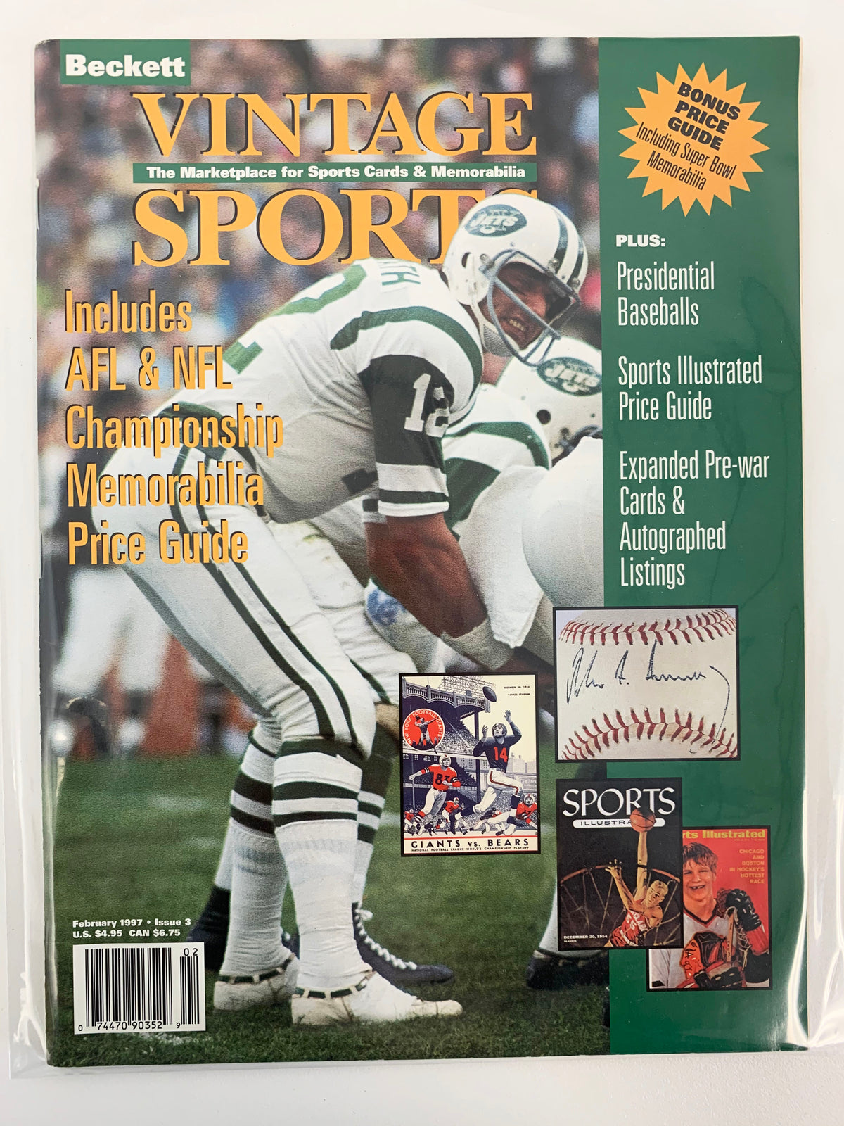 Beckett Vintage Sports Magazine Feb 1997 Issue 3 Joe Namath New York Jets