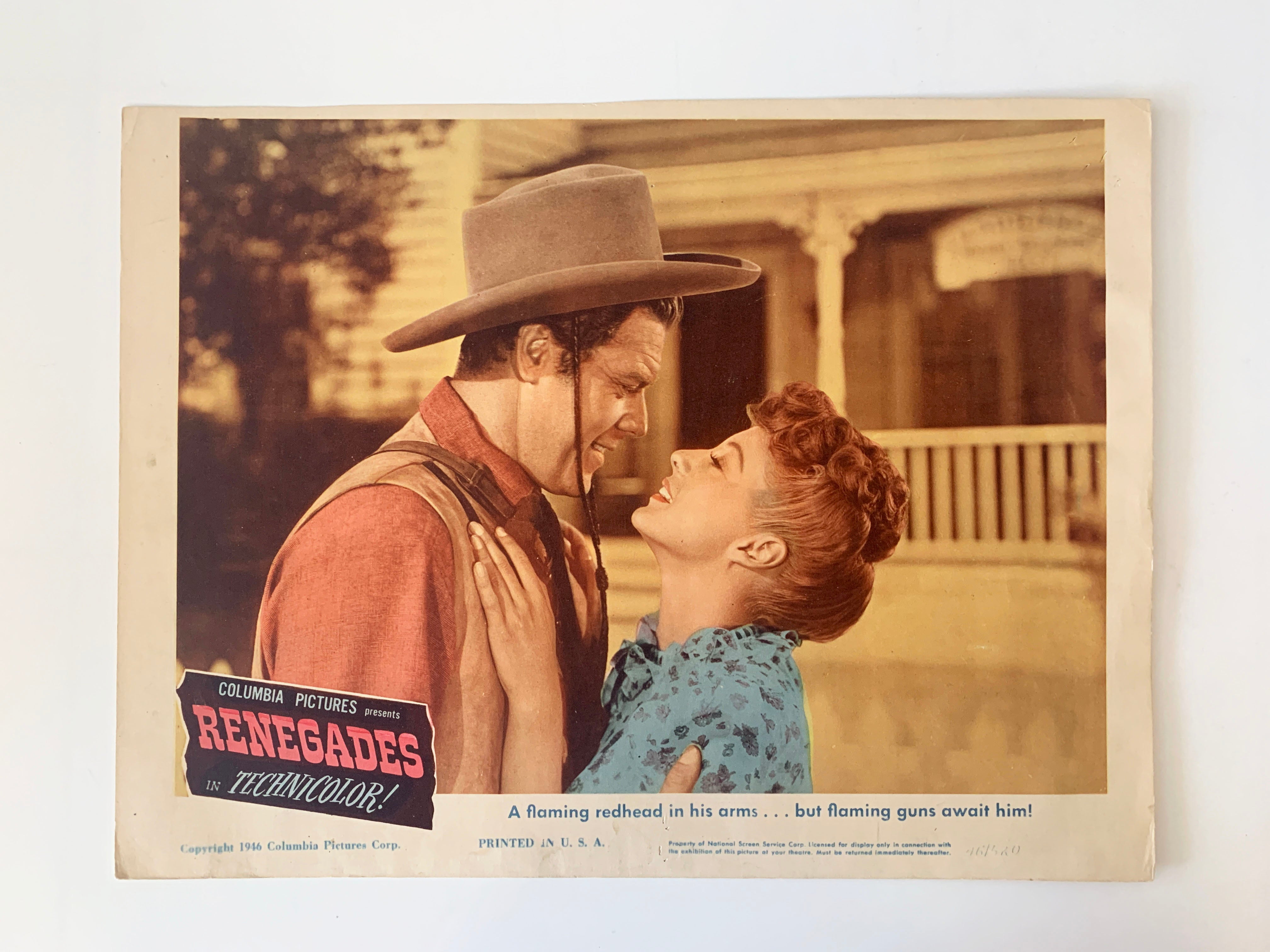 Renegades original 1946 vintage lobby card