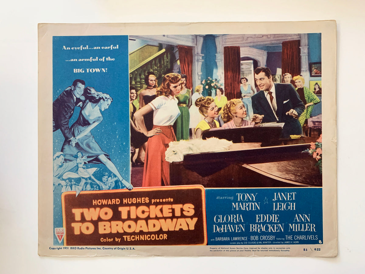 Two Tickets to Broadway original 1951 vintage lobby card