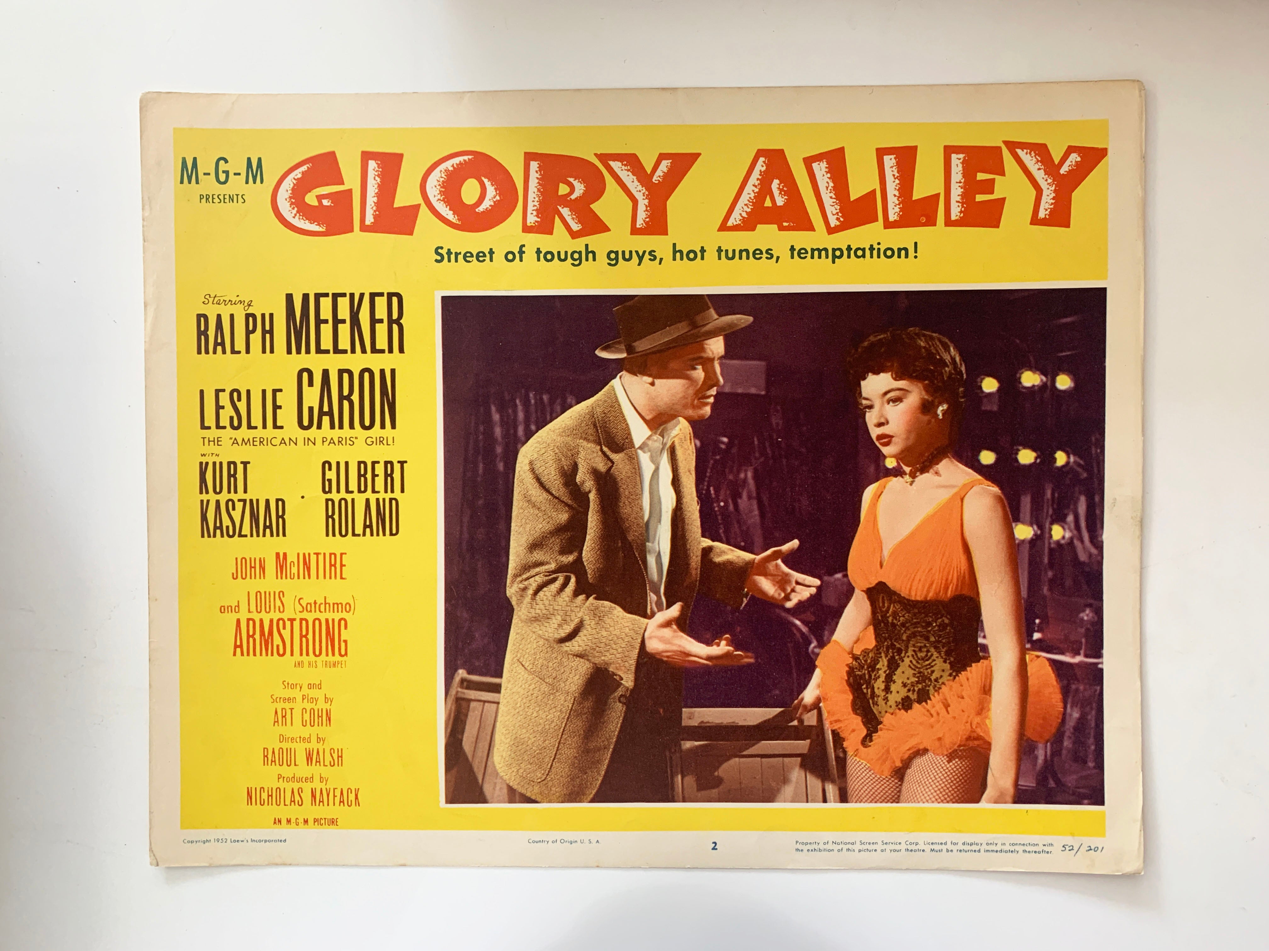 Glory Alley 1952 vintage lobby card