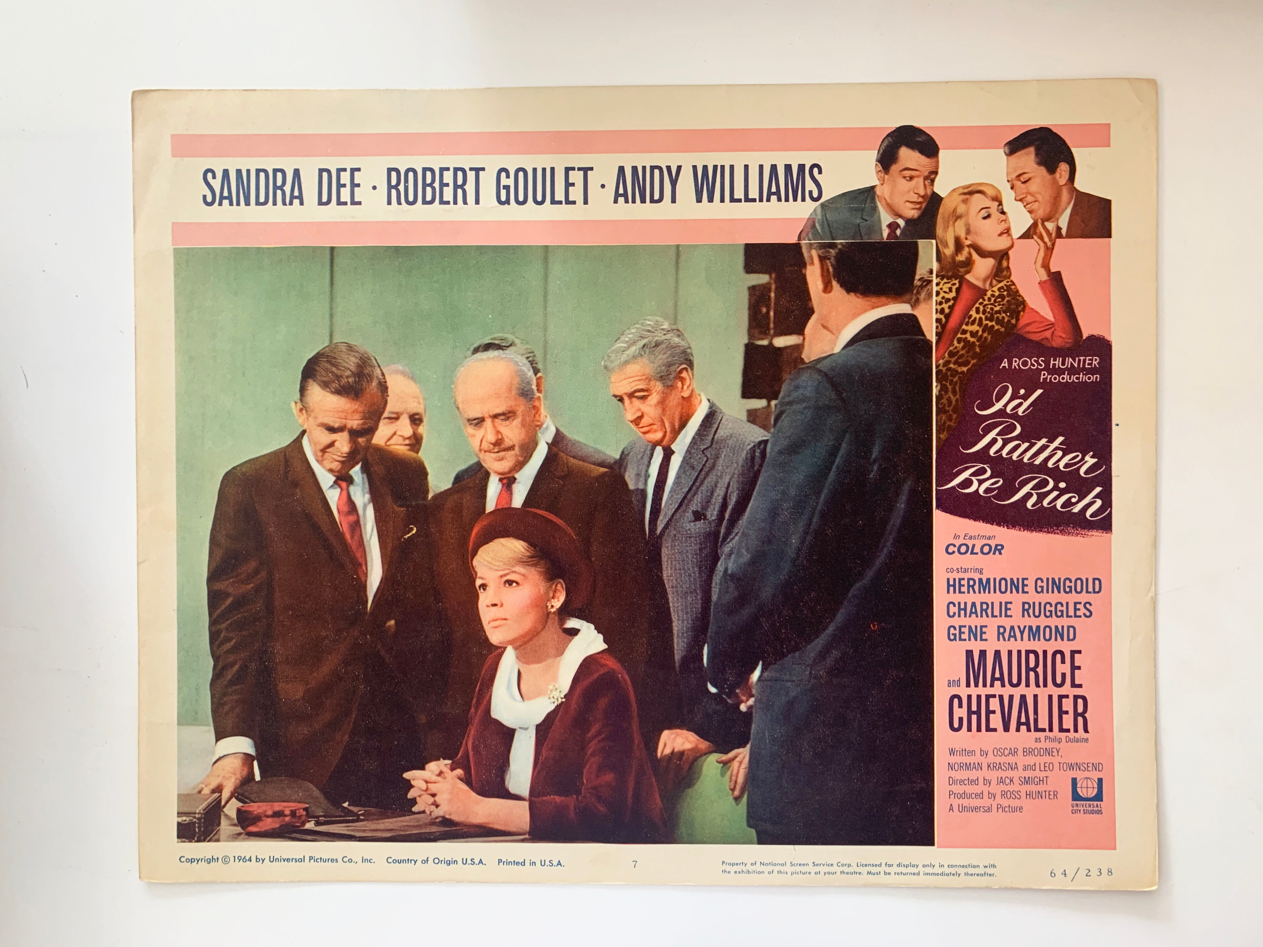 I'd Rather Be Rich original 1964 vintage lobby card