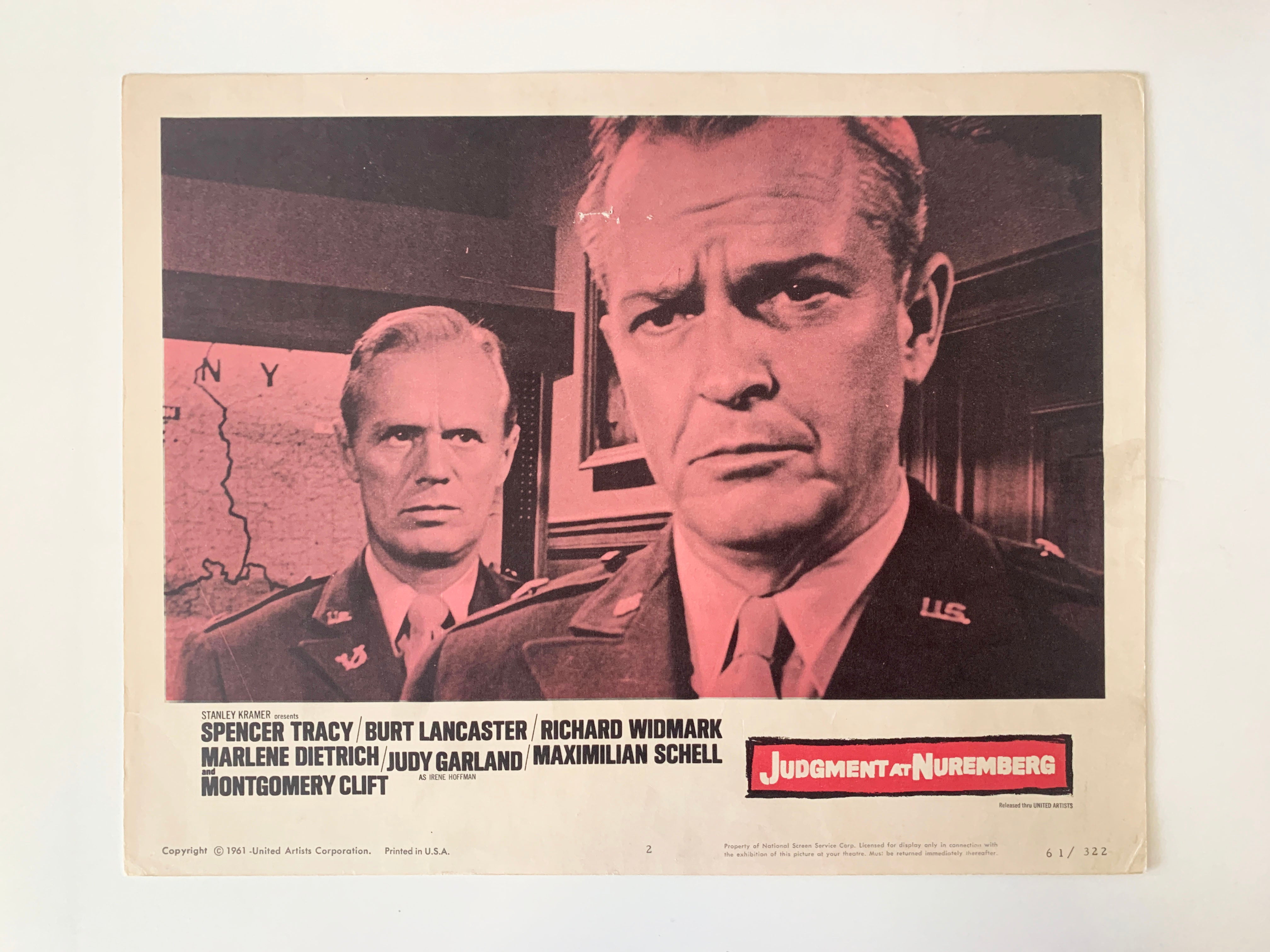 Judgment at Nuremberg original 1961 vintage lobby card